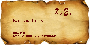 Kaszap Erik névjegykártya